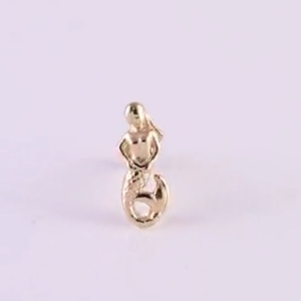 🌊🌕🧜‍♀️14K Solid Yellow Gold Mermaid Threadless Earring End - Picture 2 of 2
